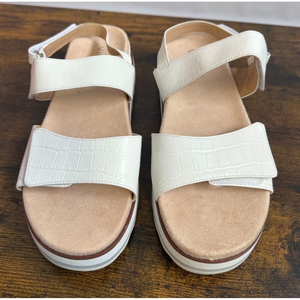 Vionic Phoenix Brielle Platform Wedge Sandal Size 9 White Crocodile Backstrap - Picture 12 of 13